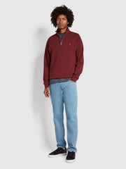 Jim Organic Cotton Quarter Zip Sweatshirt In Farah Red Marl