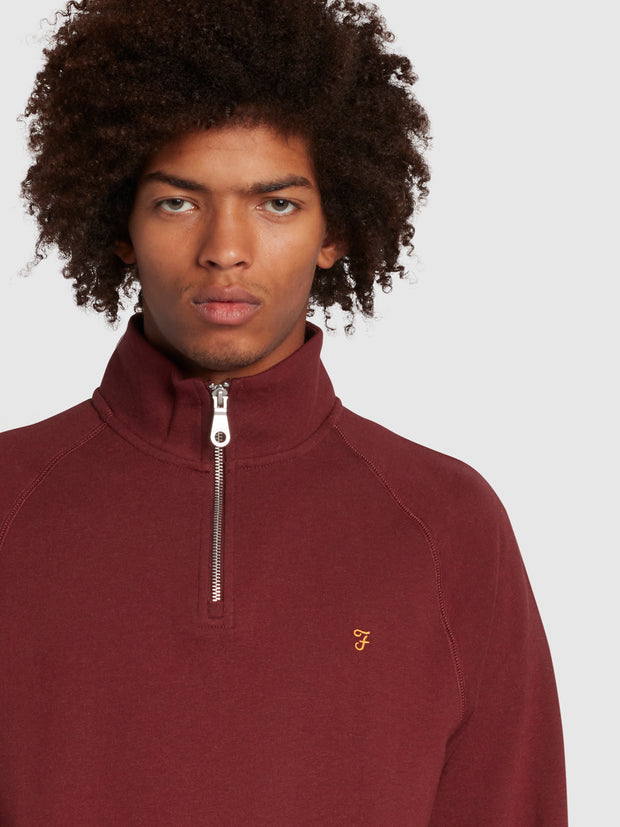 Jim Organic Cotton Quarter Zip Sweatshirt In Red Farah® Online