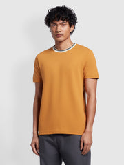 Meadows Slim Fit Short Sleeve Tipped T-Shirt In Gold