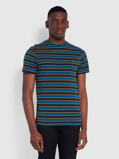 Aziz Slim Fit Organic Cotton T-Shirt In Teal