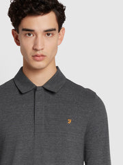 Haslam Slim Fit Long Sleeve Polo Shirt In Farah Grey Marl