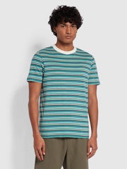 Zephyr Slim Fit Stripe Short Sleeve T-Shirt In Mallard Green