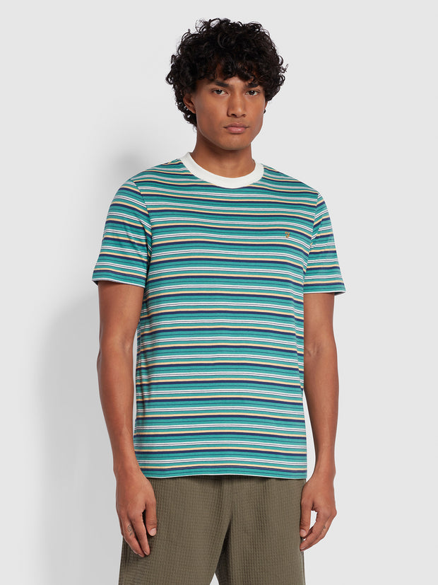 Zephyr Slim Fit Stripe Short Sleeve T-Shirt In Mallard Green