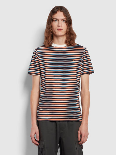 Zephyr Slim Fit Stripe Short Sleeve T-Shirt In Mandarin