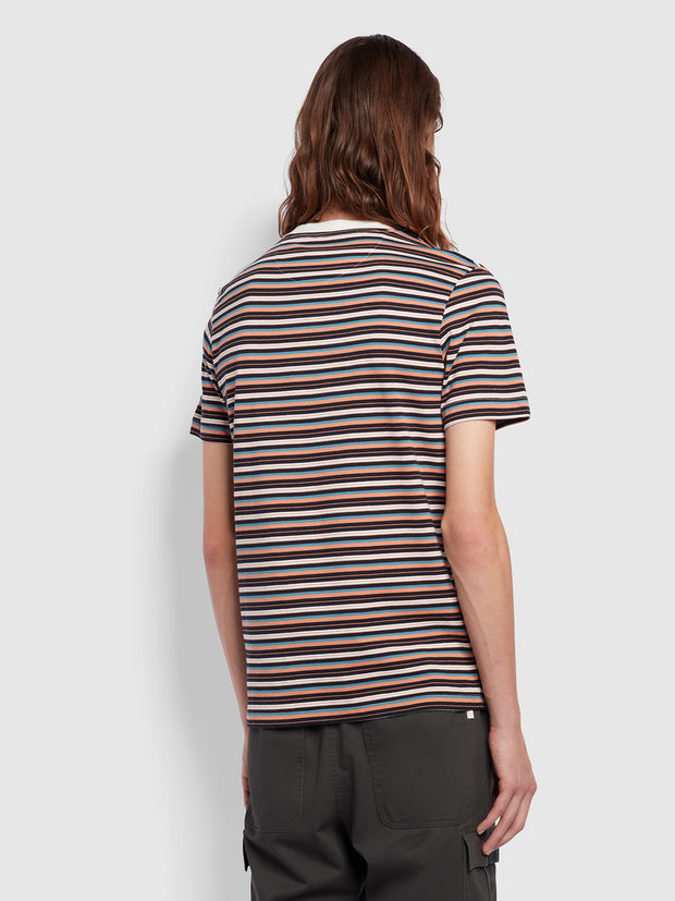 Zephyr Slim Fit Stripe Short Sleeve T-Shirt In Mandarin