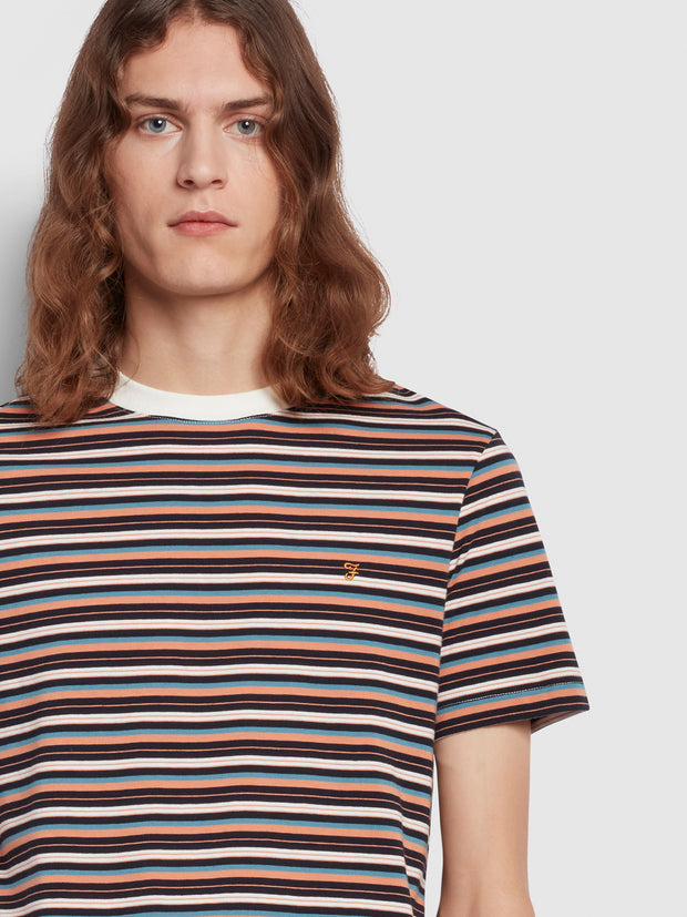 Zephyr Slim Fit Stripe Short Sleeve T-Shirt In Mandarin