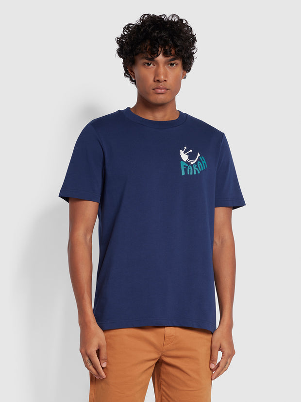 Craig Regular Fit Print Short Sleeve T-Shirt In Rich Indigo