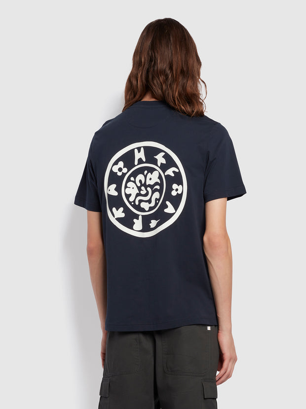 Jeff Regular Fit Graphic Short Sleeve T-Shirt In True Navy