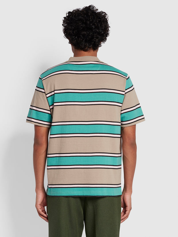 Alva Regular Fit Stripe Short Sleeve T-Shirt In Smoky Brown