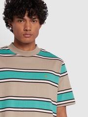 Alva Regular Fit Stripe Short Sleeve T-Shirt In Smoky Brown