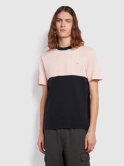 Tony Regular Fit Colour Block Short Sleeve T-Shirt In Mid Pink