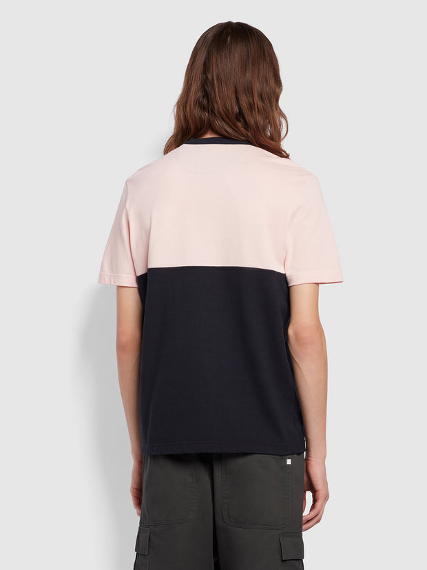 Tony Regular Fit Colour Block Short Sleeve T-Shirt In Mid Pink