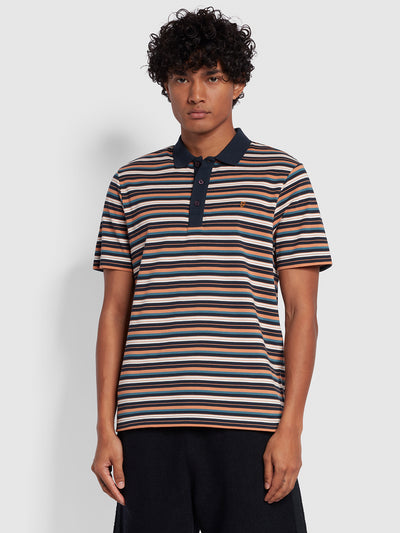 Jolla Regular Fit Stripe Short Sleeve Polo Shirt In Mandarin