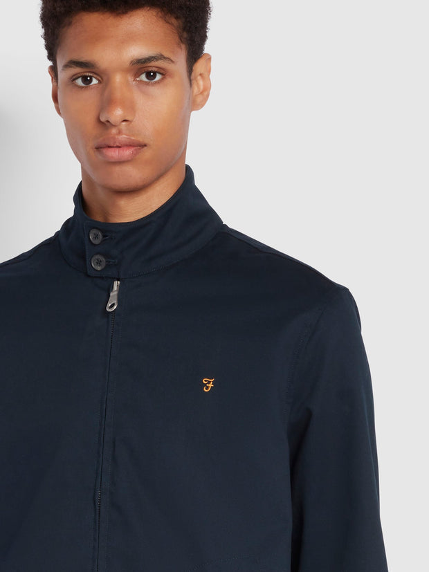 Waldorf Tall Fit Organic Cotton Harrington Jacket In True Navy