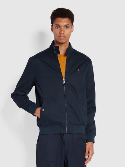 Waldorf Tall Fit Harrington-Jacke aus Bio-Baumwolle in True Navy