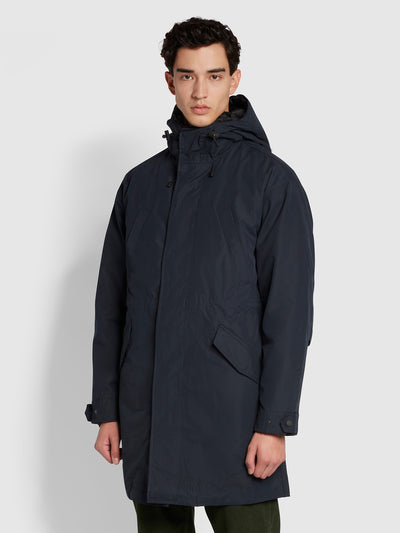 Melville Relaxed Fit Two In One Puffer Coat In True Navy