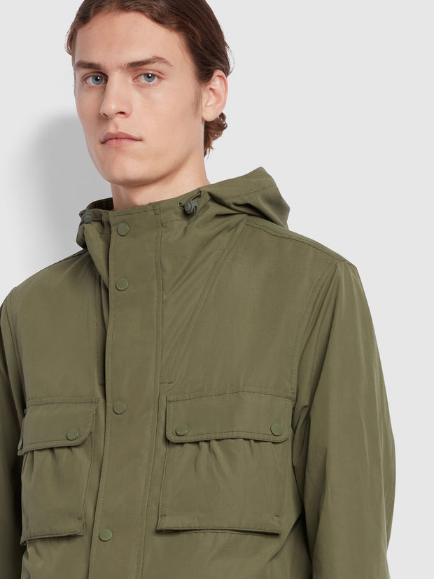 Jay Regular Fit Hooded Parka Jacket In Vintage Green