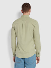 Steen Slim Fit Long Sleeve Brushed Shirt In Moss Green