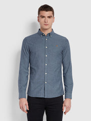 Steen Slim Fit Brushed Organic Cotton Shirt In Blue Bell