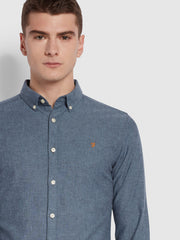 Steen Slim Fit Brushed Organic Cotton Shirt In Blue Bell