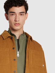 Hunter Relaxed Fit Quilted Corduroy Overshirt In Rich Tobacco