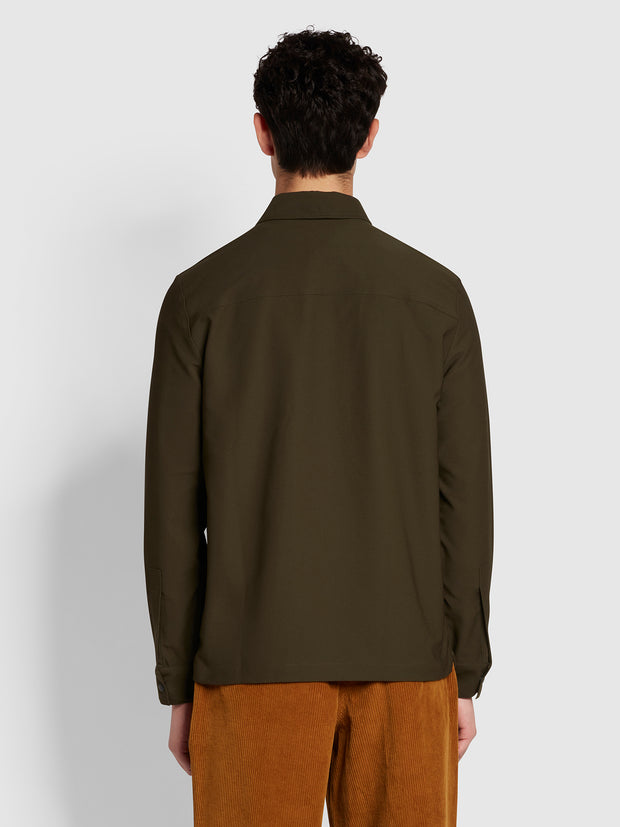 Stenmark Relaxed Fit Long Sleeve Overshirt In Evergreen