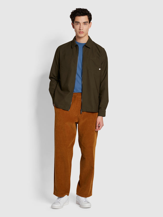 Stenmark Relaxed Fit Long Sleeve Overshirt In Evergreen