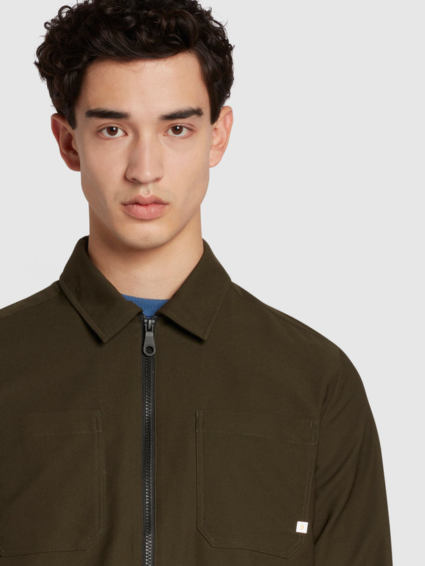 Stenmark Relaxed Fit Long Sleeve Overshirt In Evergreen