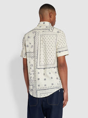 Marcus Casual Fit Print Short Sleeve Shirt In Ecru