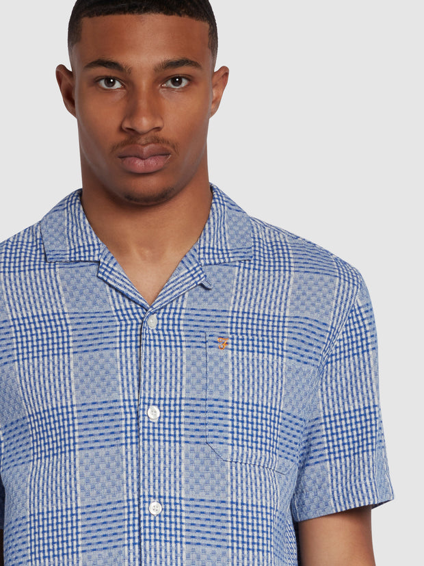 Exodus Relaxed Fit Revere Check Shirt In Sailor Blue