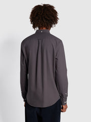 Brewer Slim Fit Organic Cotton Long Sleeve Shirt In Farah Grey
