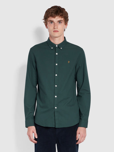 Brewer Chemise Oxford ajustée en coton biologique - Farah Forest Green
