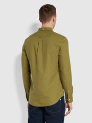 Brewer Slim Fit Organic Cotton Oxford Shirt In Moss Green