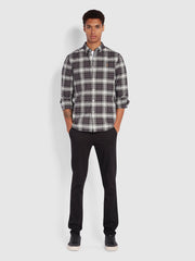 Brewer Slim Fit Kariertes Oxford-Hemd aus Bio-Baumwolle in Farah Grey
