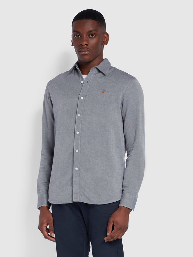 Hampson Casual Fit Organic Cotton Twill Shirt In True Navy