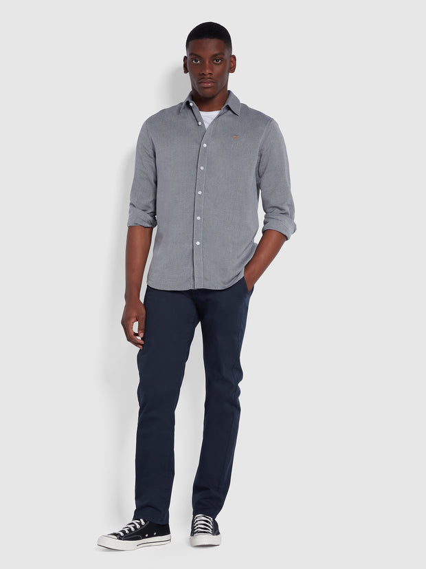 Hampson Casual Fit Organic Cotton Twill Shirt In True Navy