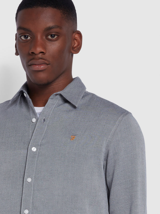 Hampson Casual Fit Organic Cotton Twill Shirt In True Navy