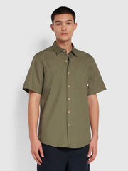 Wolstencroft Organic Cotton Short Sleeve Shirt In Vintage Green