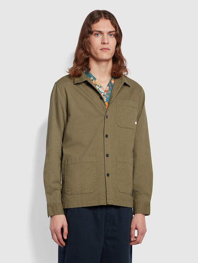 Leckie Relaxed Fit Long Sleeve Overshirt In Vintage Green