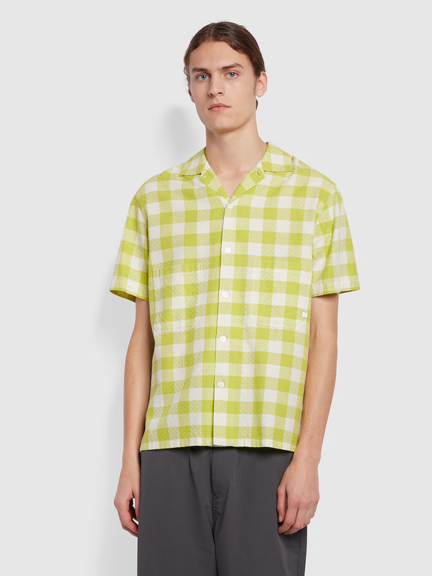 Huntington Relaxed Fit Short Sleeve Check Shirt In Chartreuse