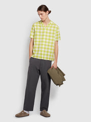 Huntington Relaxed Fit Short Sleeve Check Shirt In Chartreuse
