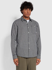 Larsen Casual Fit Long Sleeve Check Shirt In True Navy