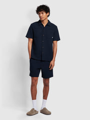 Fitzgerald Relaxed Fit Short Sleeve Texture Shirt In True Navy