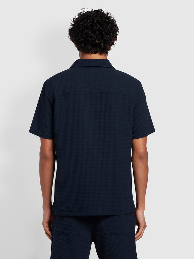 Fitzgerald Relaxed Fit Short Sleeve Texture Shirt In True Navy