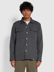 Newport Relaxed Fit Long Sleeve Archive Overshirt In Farah Grey