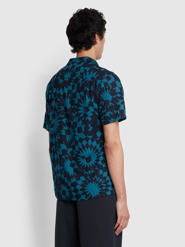 Rebello Casual Fit Short Sleeve Shirt In Oil Blue