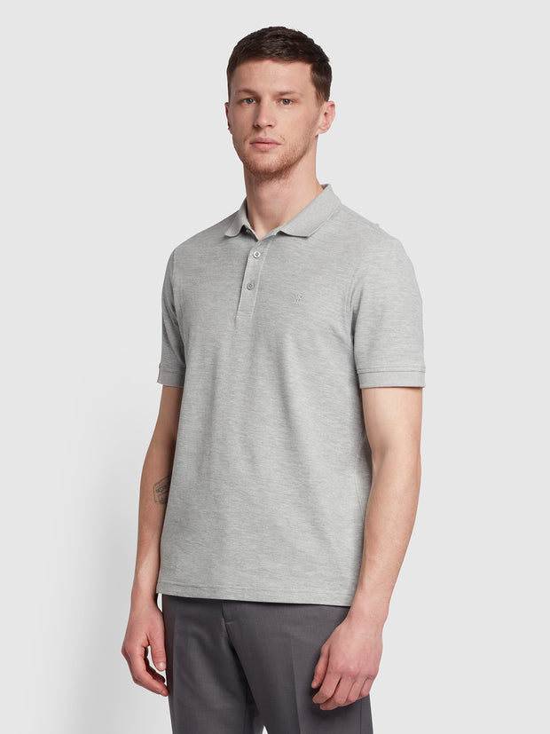 Cove Short Sleeve Polo Shirt In Grey Marl