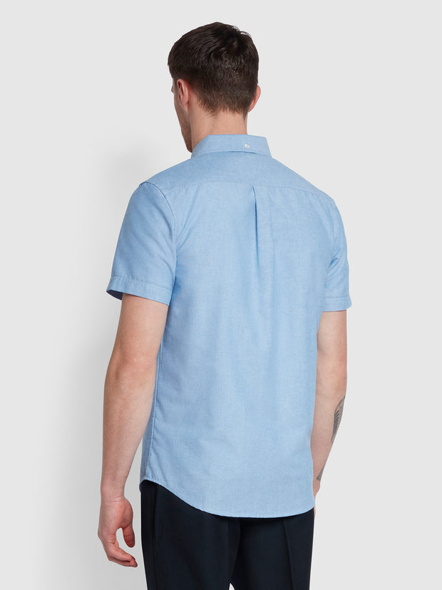 Drayton Modern Fit Short Sleeve Oxford Shirt In Regatta Blue