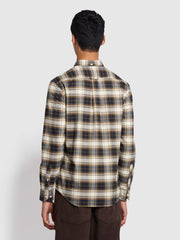 Brewer Slim Fit Organic Cotton Check Oxford Shirt In Brown