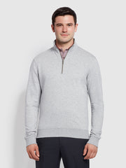Aintree Modern Fit Quarter Zip Sweater In Light Grey Marl
